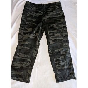 Social Standard Sanctuary Camo Pants Size XL Green Drawstring Hem Pockets